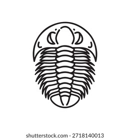 Ilustración plana de Vector de silueta trilobita