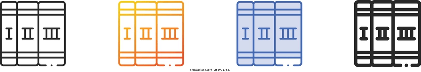 trilogy icon.Thin Linear, Gradient, Blue Stroke and bold Style Design Isolated On White Background