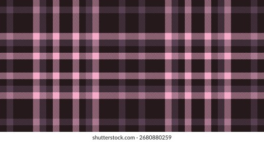 Vector inconsútil de la tela del ajuste, fondo textil a cuadros de margarita. Patrón de tartán de textura desordenada a prueba de paleta de colores negro y rosa.