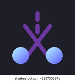 Trim flat gradient fill ui icon for dark theme. Video cutter software. Media player. Online crop tool. Pixel perfect color pictogram. GUI, UX design on black space. Vector isolated RGB illustration