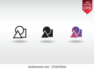 panel de formas de icono recortar esquema vectorial 