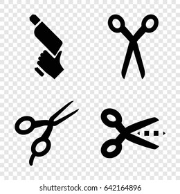 Trim icons set. set of 4 trim filled icons such as barber scissors, nail gun