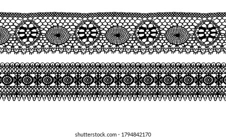 Trim Lace Ribbon for Decorating .Jacquard Mesh Lace Fabric.Vector seamless pattern. 