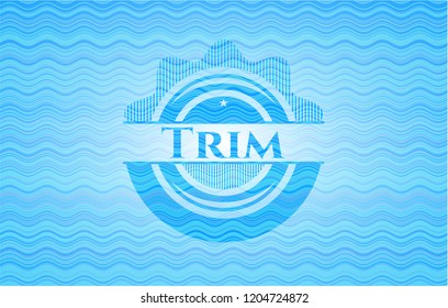 Trim light blue water wave badge.
