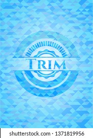 Trim sky blue emblem with triangle mosaic background