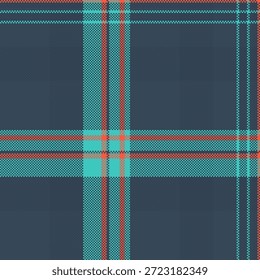 Tecido de padrão de tartan de guarnição, tecido de textura diagonal xadrez. Deco fundo verificar vetor sem emenda na paleta de cores ciano e azul.