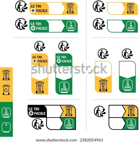 Triman Logo for the recycling of poly-bags in France. Recyclage déchets picto produits info tri poubelle verre