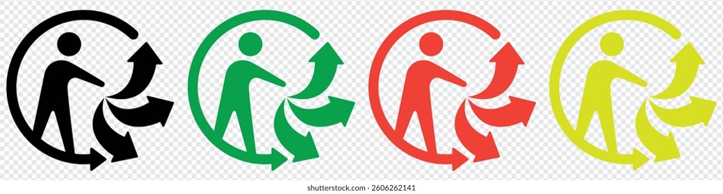 Triman sign, Triman recycling icon.  sign of recycling of poly-bags in France. Triman Logo isolated symbol, Vector Illustration.