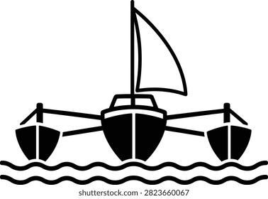 Trimaran Sailboat Icon Isolated on White Background