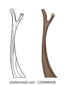 Trimmed branch. Vector illustration of wooden branch.