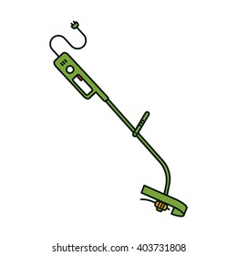 Trimmer garden equipment on white background. Tool for gardening .Line style. 