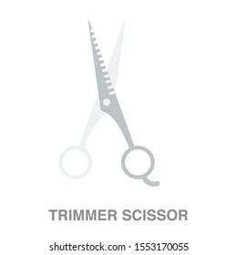 Trimmer scissor flat icon on white transparent background. You can be used trimmer scissor icon for several purposes.