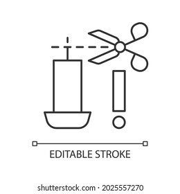 Trimming candle wick linear manual label icon. Prevent large flame. Thin line customizable illustration. Contour symbol. Vector isolated outline drawing for product use instructions. Editable stroke