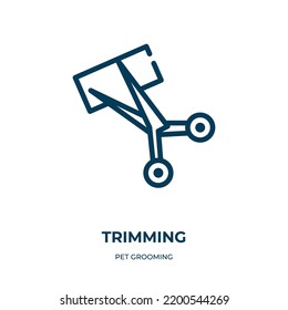 Icono de recorte. Ilustración vectorial lineal de la colección de grooming de mascotas. Vector de icono de recorte de contorno. Símbolo de línea delgada para uso en aplicaciones web y móviles, logotipo, medios impresos.