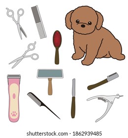 trimming salon tools. vector illustration set.