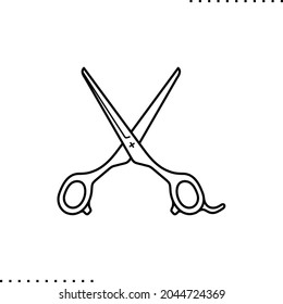 A trimming scissors vector illustration isolated on white. Barbershop logo in outlines