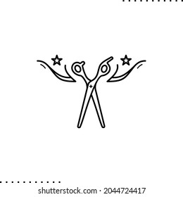 Eine Schnittschere, Vektorgrafik einzeln auf Weiß. Barbershop-Logo in Umrissen