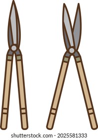 Trimming shears in open and closed positions
