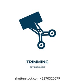 trimming vector icon. trimming, simple, trim filled icons from flat pet grooming concept. Isolated black glyph icon, vector illustration symbol element for web design and mobile apps