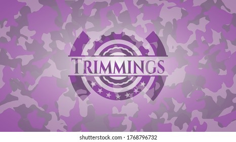 Trimmings pink camo emblem. Vector Illustration. Detailed. 