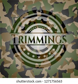 Trimmings written on a camouflage texture