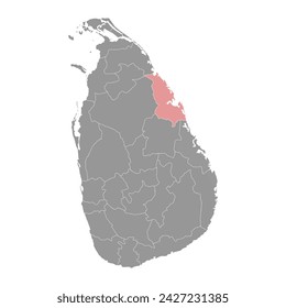 Trincomalee District map, administrative division of Sri Lanka. Vector illustration.