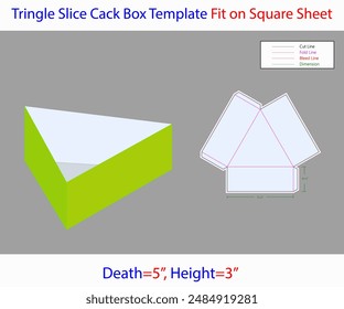 Tringle Slice Cake Box 5x3 inch Dieline Template. Editable Vector File