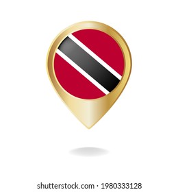 Trinidad flag on golden pointer map, Vector illustration eps.10
