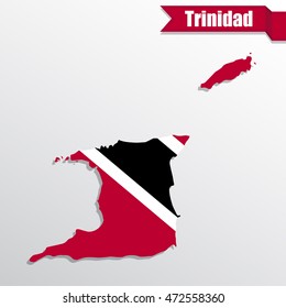 Trinidad map with flag inside and ribbon