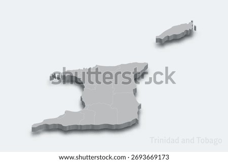Trinidad and Tobago 3d isometric map with borders regions