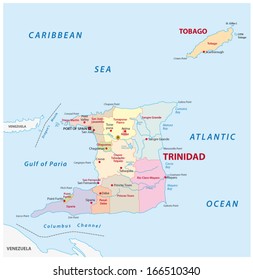 Trinidad And Tobago Administrative Map 