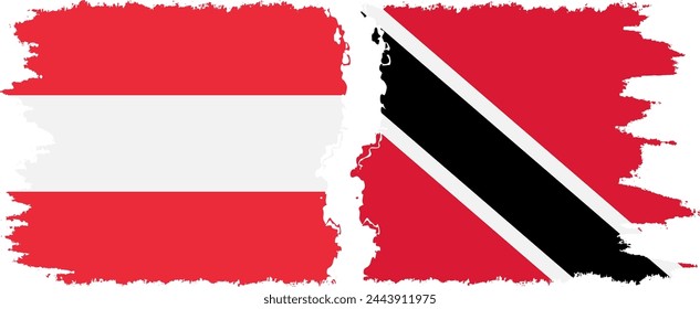 Trinidad and Tobago and Austria grunge flags connection, vector