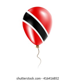 Trinidad and Tobago balloon with flag, stars and glitter. Bright Air Ballon in Trinidad and Tobago National Colors. Trinidad and Tobago Flag Rubber Balloon Flying in the Air. Vector Illustration.