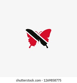 Trinidad and Tobago butterfly flag graphic element Illustration template design