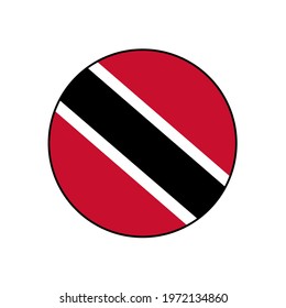 Trinidad and Tobago Circle Flag Vector Icon Button for North American Island Concepts. 