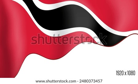 Trinidad and Tobago country flag realistic independence day background. Trinidad commonwealth banner in motion waving, fluttering in wind. Festive patriotic HD format template for independence day