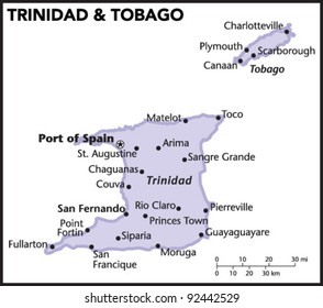 Trinidad And Tobago Country Map