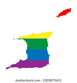 Trinidad and Tobago country silhouette. Country map silhouette in rainbow colors of LGBT flag.