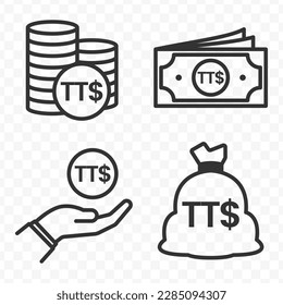 Trinidad and Tobago Dollar icons set money icon vector image on transparent background (PNG).