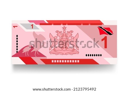 Trinidad and Tobago dollar Vector Illustration. Trinidad and Tobago money set bundle banknotes. Paper money 1 TTD. Flat style. Vector illustration.