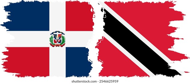 Trinidad and Tobago and Dominican Republic grunge flags connection, vector