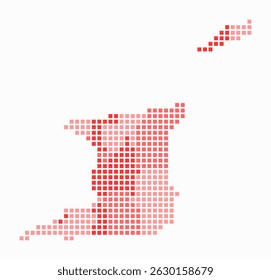 Trinidad e Tobago mapa pontilhado. Mapa de estilo digital do país sobre fundo branco. Forma de Trinidad e Tobago com pontos quadrados. Estilo de pontos coloridos. Quadrados grandes. Ilustração vetorial abstrata.