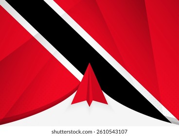 Trinidad and Tobago Flag with Abstract Paper Airplane Design, National Flag in a geometric folded paper style. Vector illustration.