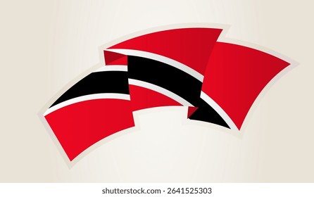 Trinidad and Tobago Flag in Abstract Ribbon Shape, National Symbol of the Trinidad and Tobago. This vector is ideal for use in national events, Independence Day, international sports competitions.