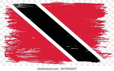 Trinidad and Tobago flag brush paint textured isolated  on png or transparent background. vector illustration 