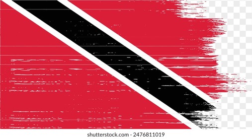 Trinidad and Tobago flag brush paint textured isolated  on png or transparent background. vector illustration 