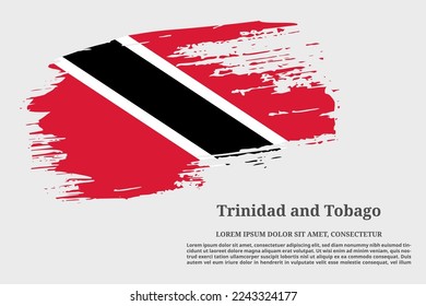 Trinidad and Tobago flag grunge brush and text poster, vector