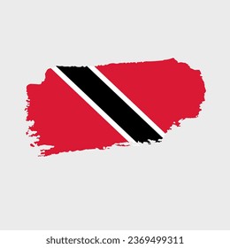 Trinidad and Tobago  flag with grunge texture. Vector illustration of Trinidad and Tobago  flag painted with brush with grunge effect and watercolor stroke. Happy Independence Day.