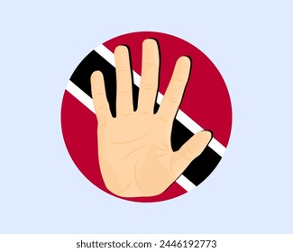 Trinidad und Tobago-Flagge mit Stoppschild, Protest- und Menschenrechtsidee, Vektorgrafik-Design, Protest in Trinidad und Tobago, Einschränkung oder verbotenes Emblem, Verletzung der Meinungsfreiheit, Krieg beenden