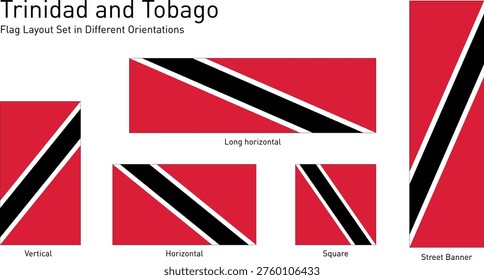 Trinidad and Tobago Flag Layout Set in Different Orientations